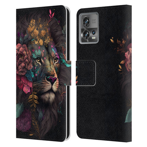 Spacescapes Floral Lions Ethereal Petals Leather Book Wallet Case Cover For Motorola Moto Edge 30 Fusion