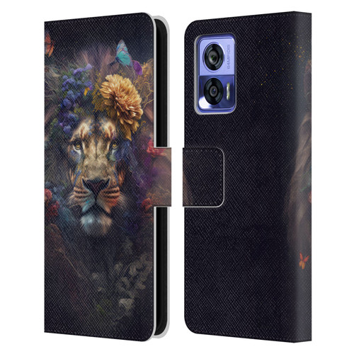 Spacescapes Floral Lions Flowering Pride Leather Book Wallet Case Cover For Motorola Edge 30 Neo 5G