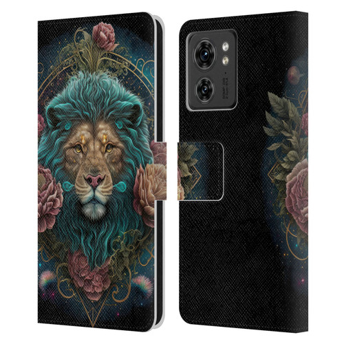 Spacescapes Floral Lions Aqua Mane Leather Book Wallet Case Cover For Motorola Moto Edge 40