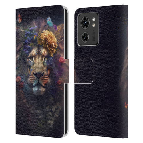 Spacescapes Floral Lions Flowering Pride Leather Book Wallet Case Cover For Motorola Moto Edge 40