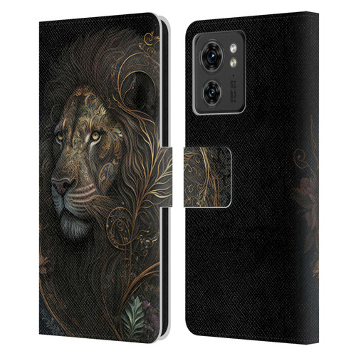 Spacescapes Floral Lions Golden Bloom Leather Book Wallet Case Cover For Motorola Moto Edge 40