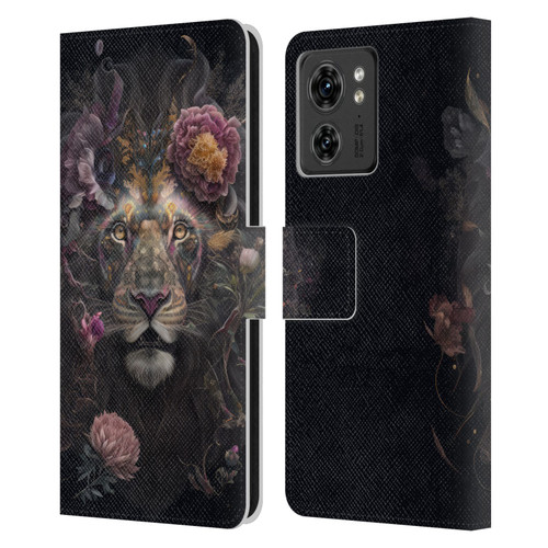 Spacescapes Floral Lions Pride Leather Book Wallet Case Cover For Motorola Moto Edge 40
