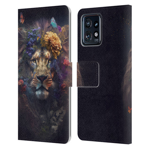 Spacescapes Floral Lions Flowering Pride Leather Book Wallet Case Cover For Motorola Moto Edge 40 Pro
