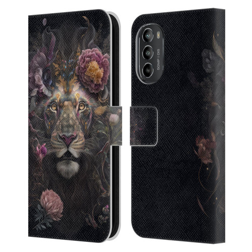 Spacescapes Floral Lions Pride Leather Book Wallet Case Cover For Motorola Moto G82 5G