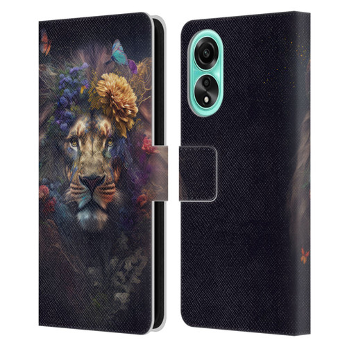 Spacescapes Floral Lions Flowering Pride Leather Book Wallet Case Cover For OPPO A78 4G
