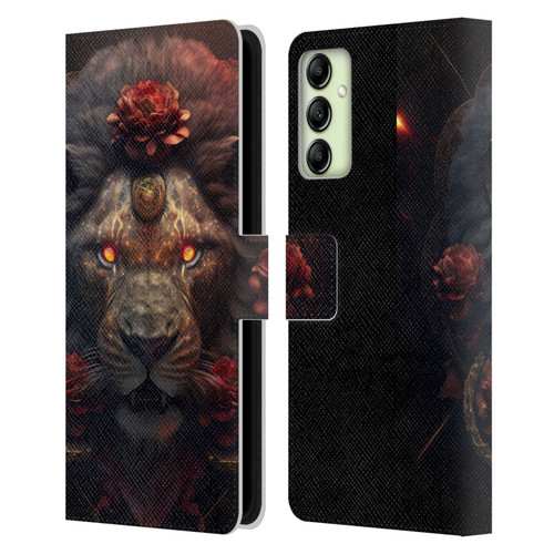 Spacescapes Floral Lions Crimson Pride Leather Book Wallet Case Cover For Samsung Galaxy A14 5G