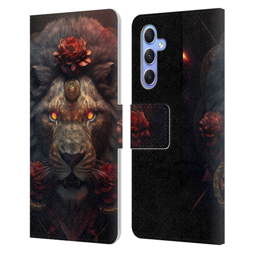 Spacescapes Floral Lions Crimson Pride Leather Book Wallet Case Cover For Samsung Galaxy A34 5G