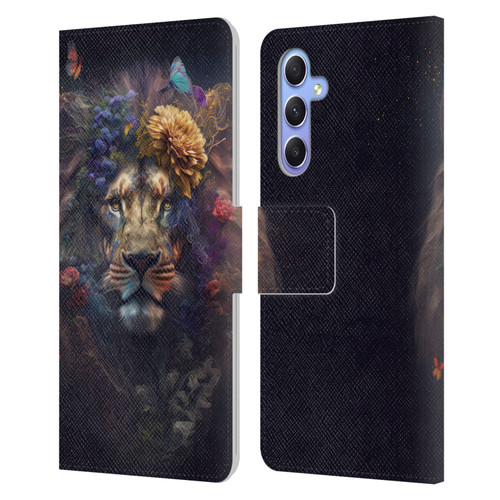 Spacescapes Floral Lions Flowering Pride Leather Book Wallet Case Cover For Samsung Galaxy A34 5G