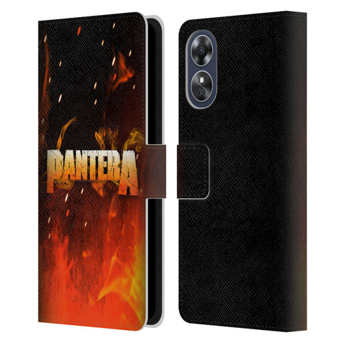 Pantera Art Fire Leather Book Wallet Case Cover For OPPO A17