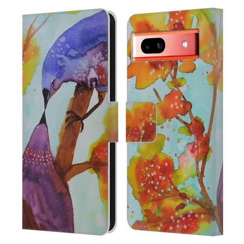 Sylvie Demers Birds 3 Kissing Leather Book Wallet Case Cover For Google Pixel 7a