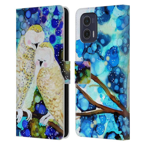 Sylvie Demers Birds 3 Owls Leather Book Wallet Case Cover For Motorola Moto G73 5G