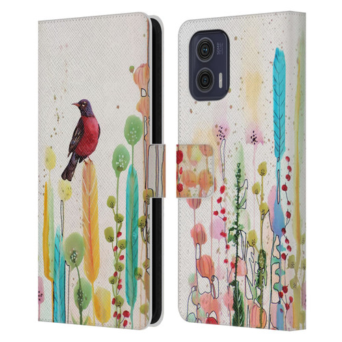 Sylvie Demers Birds 3 Scarlet Leather Book Wallet Case Cover For Motorola Moto G73 5G