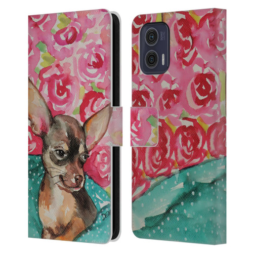 Sylvie Demers Nature Chihuahua Leather Book Wallet Case Cover For Motorola Moto G73 5G