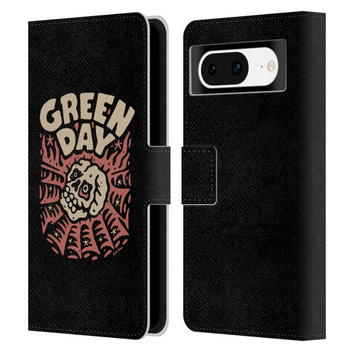 Green Day Graphics Skull Spider Leather Book Wallet Case Cover For Google Pixel 8