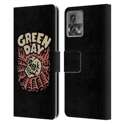 Green Day Graphics Skull Spider Leather Book Wallet Case Cover For Motorola Moto Edge 30 Fusion