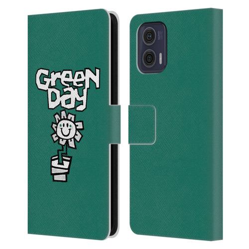 Green Day Graphics Flower Leather Book Wallet Case Cover For Motorola Moto G73 5G