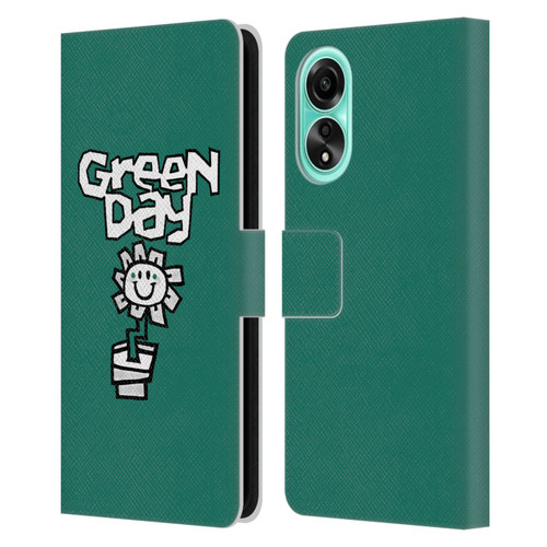 Green Day Graphics Flower Leather Book Wallet Case Cover For OPPO A78 5G
