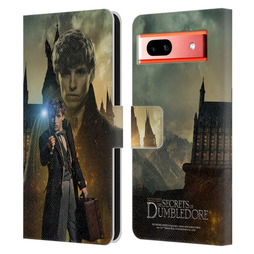 Fantastic Beasts: Secrets of Dumbledore Character Art Newt Scamander Leather Book Wallet Case Cover For Google Pixel 7a