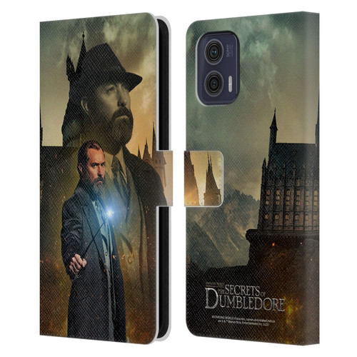 Fantastic Beasts: Secrets of Dumbledore Character Art Albus Dumbledore Leather Book Wallet Case Cover For Motorola Moto G73 5G