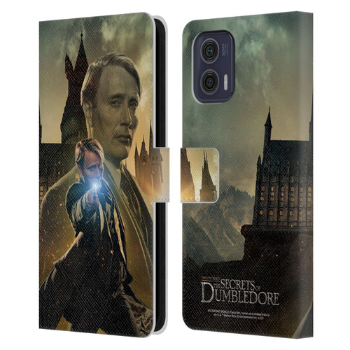 Fantastic Beasts: Secrets of Dumbledore Character Art Gellert Grindelwald Leather Book Wallet Case Cover For Motorola Moto G73 5G