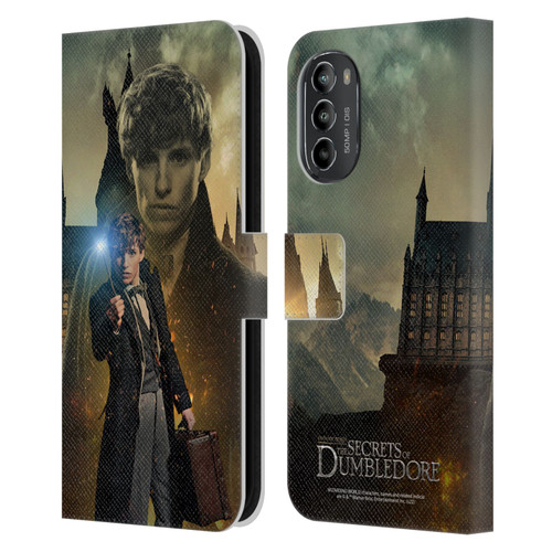 Fantastic Beasts: Secrets of Dumbledore Character Art Newt Scamander Leather Book Wallet Case Cover For Motorola Moto G82 5G
