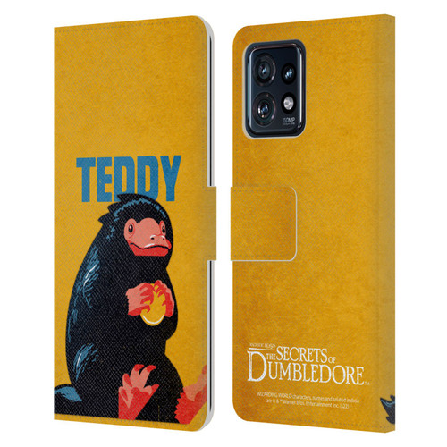 Fantastic Beasts: Secrets of Dumbledore Graphic Badges Teddy Leather Book Wallet Case Cover For Motorola Moto Edge 40 Pro