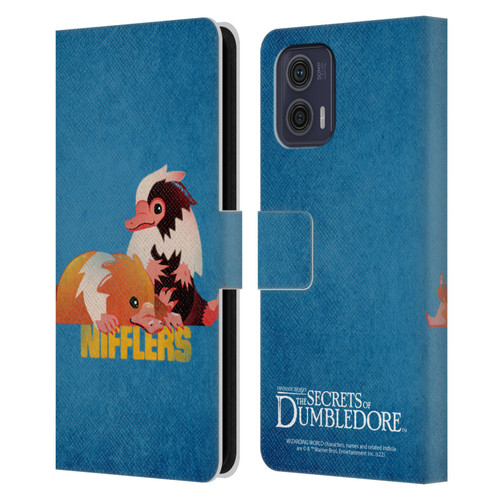 Fantastic Beasts: Secrets of Dumbledore Graphic Badges Nifflers Leather Book Wallet Case Cover For Motorola Moto G73 5G