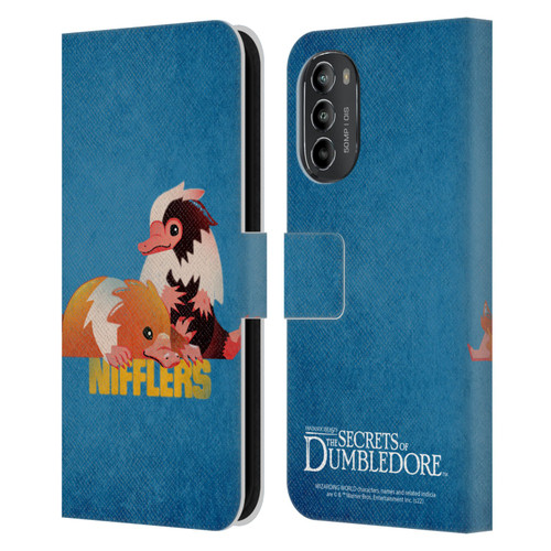 Fantastic Beasts: Secrets of Dumbledore Graphic Badges Nifflers Leather Book Wallet Case Cover For Motorola Moto G82 5G