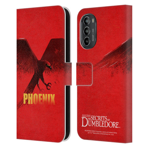 Fantastic Beasts: Secrets of Dumbledore Graphic Badges Phoenix Leather Book Wallet Case Cover For Motorola Moto G82 5G