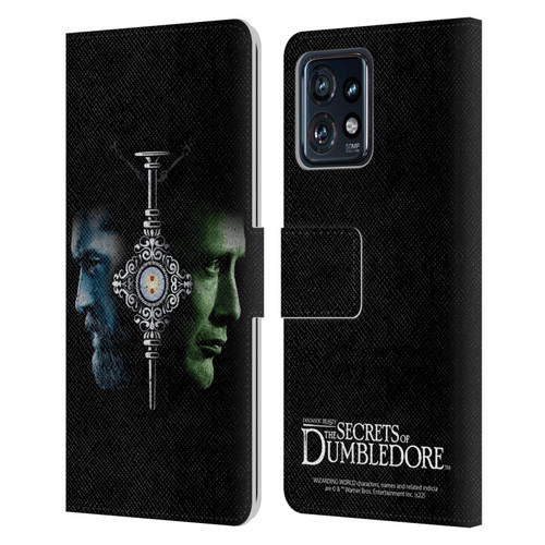 Fantastic Beasts: Secrets of Dumbledore Graphic Core Dumbledore And Grindelwald Leather Book Wallet Case Cover For Motorola Moto Edge 40 Pro