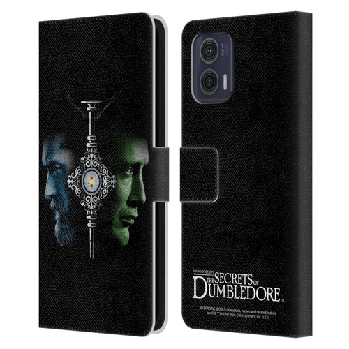 Fantastic Beasts: Secrets of Dumbledore Graphic Core Dumbledore And Grindelwald Leather Book Wallet Case Cover For Motorola Moto G73 5G