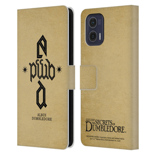 Fantastic Beasts: Secrets of Dumbledore Graphics Dumbledore's Monogram Leather Book Wallet Case Cover For Motorola Moto G73 5G