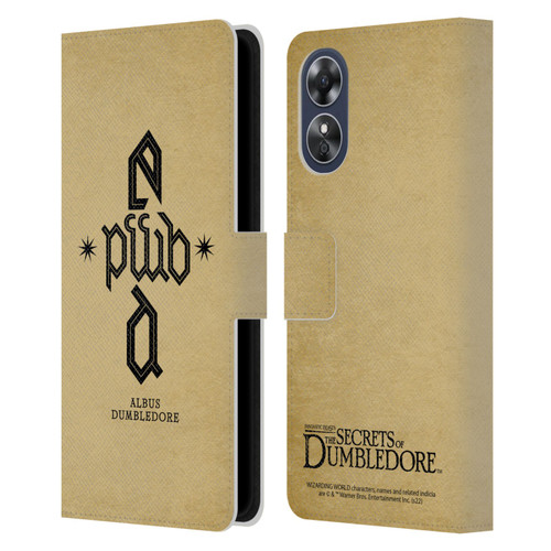 Fantastic Beasts: Secrets of Dumbledore Graphics Dumbledore's Monogram Leather Book Wallet Case Cover For OPPO A17