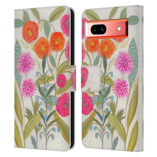 Suzanne Allard Floral Art Joyful Garden Plants Leather Book Wallet Case Cover For Google Pixel 7a