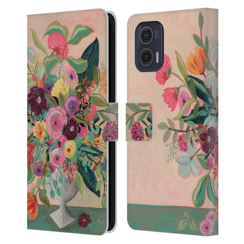 Suzanne Allard Floral Art Floral Centerpiece Leather Book Wallet Case Cover For Motorola Moto G73 5G