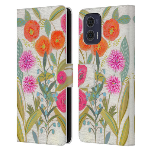 Suzanne Allard Floral Art Joyful Garden Plants Leather Book Wallet Case Cover For Motorola Moto G73 5G