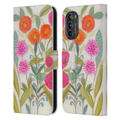 Suzanne Allard Floral Art Joyful Garden Plants Leather Book Wallet Case Cover For Motorola Moto G82 5G