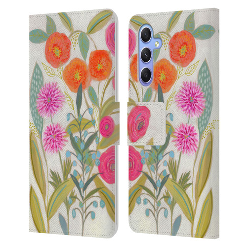 Suzanne Allard Floral Art Joyful Garden Plants Leather Book Wallet Case Cover For Samsung Galaxy A34 5G