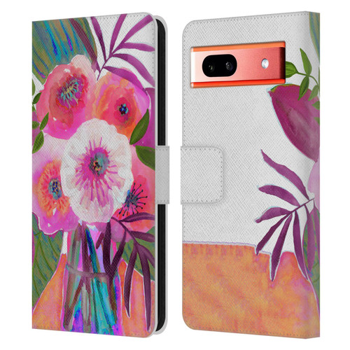 Suzanne Allard Floral Graphics Sunrise Bouquet Purples Leather Book Wallet Case Cover For Google Pixel 7a