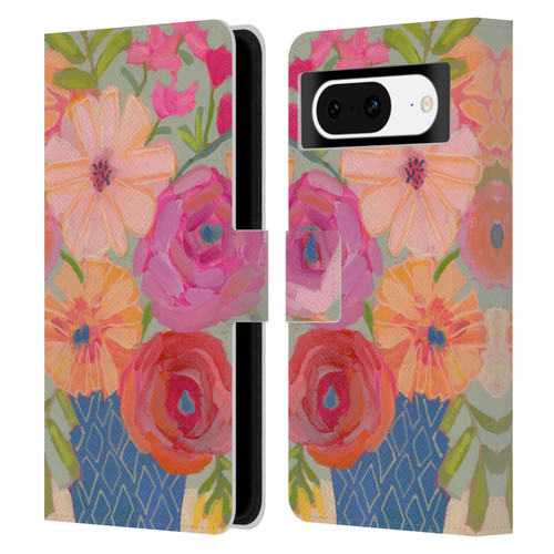 Suzanne Allard Floral Graphics Blue Diamond Leather Book Wallet Case Cover For Google Pixel 8
