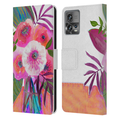 Suzanne Allard Floral Graphics Sunrise Bouquet Purples Leather Book Wallet Case Cover For Motorola Moto Edge 30 Fusion