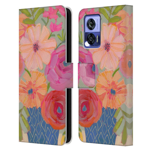 Suzanne Allard Floral Graphics Blue Diamond Leather Book Wallet Case Cover For Motorola Edge 30 Neo 5G