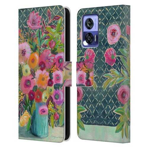 Suzanne Allard Floral Graphics Hope Springs Leather Book Wallet Case Cover For Motorola Edge 30 Neo 5G