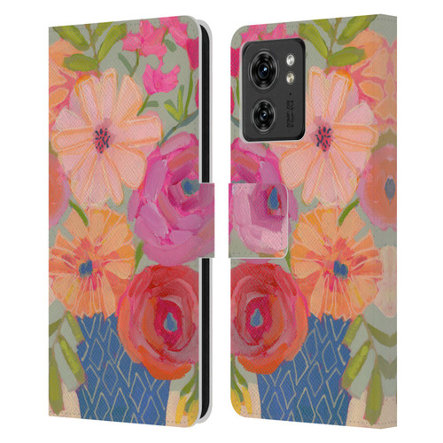 Suzanne Allard Floral Graphics Blue Diamond Leather Book Wallet Case Cover For Motorola Moto Edge 40