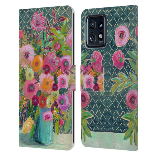 Suzanne Allard Floral Graphics Hope Springs Leather Book Wallet Case Cover For Motorola Moto Edge 40 Pro