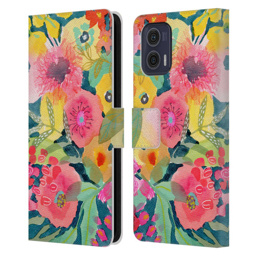 Suzanne Allard Floral Graphics Delightful Leather Book Wallet Case Cover For Motorola Moto G73 5G