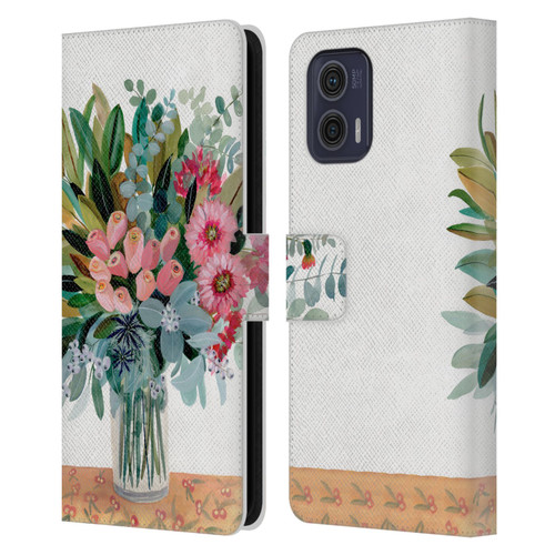 Suzanne Allard Floral Graphics Magnolia Surrender Leather Book Wallet Case Cover For Motorola Moto G73 5G