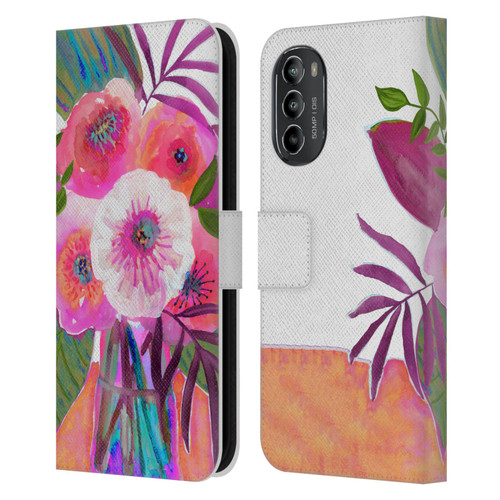Suzanne Allard Floral Graphics Sunrise Bouquet Purples Leather Book Wallet Case Cover For Motorola Moto G82 5G