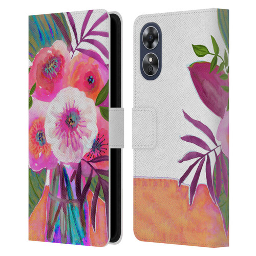 Suzanne Allard Floral Graphics Sunrise Bouquet Purples Leather Book Wallet Case Cover For OPPO A17