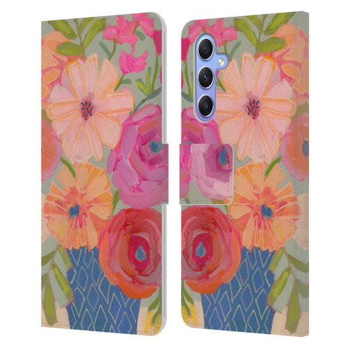 Suzanne Allard Floral Graphics Blue Diamond Leather Book Wallet Case Cover For Samsung Galaxy A34 5G